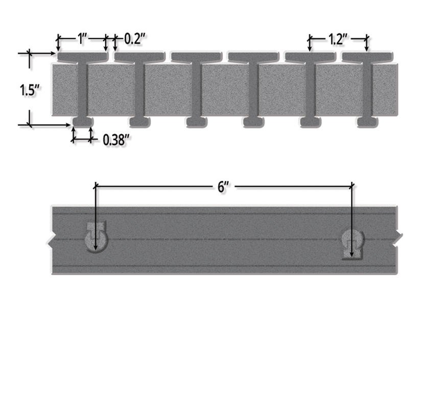 One and One Half Inch Deep Seventeen Percent Open Pedestrian T bar Pultruede FRP Grating