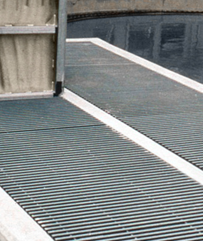 Gray Heavy Duty Pultruded Walkway Grating at Waste Water Treatment Plant