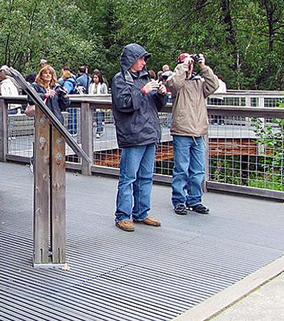 Tourists walking on Pedestrian Pultruded FRP Grating