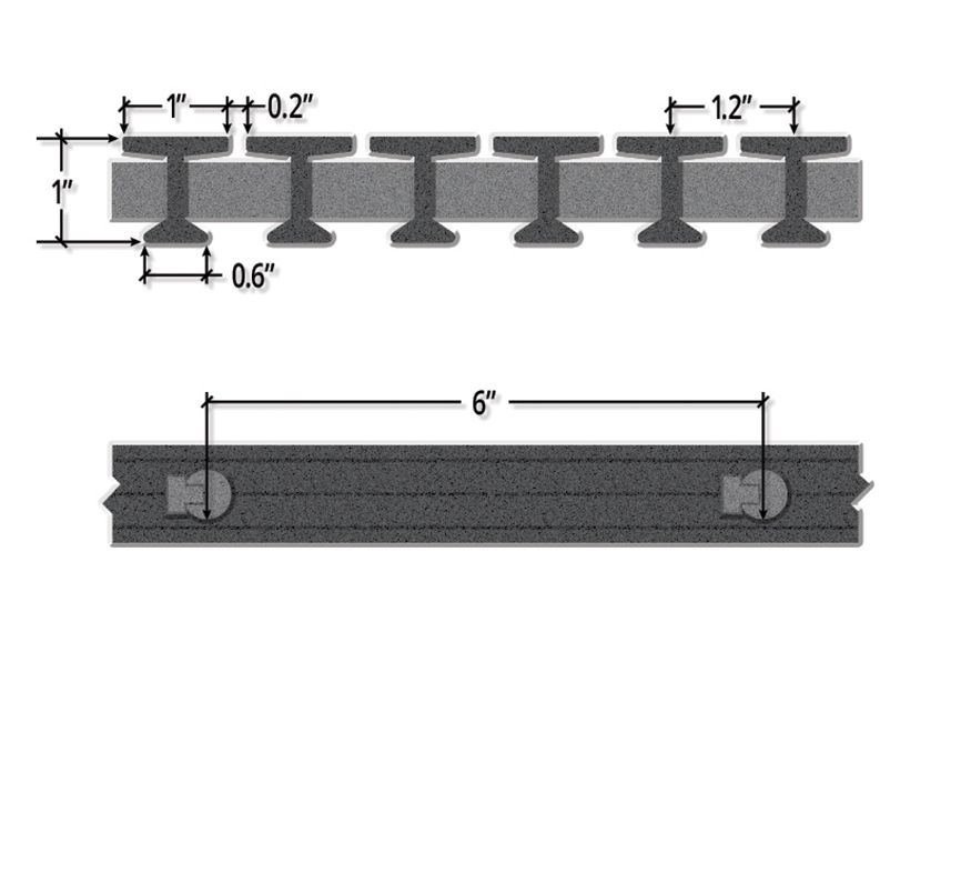 One Inch Deep Seventeen Percent Open Pedestrian T Bar Pultruded FRP Grating