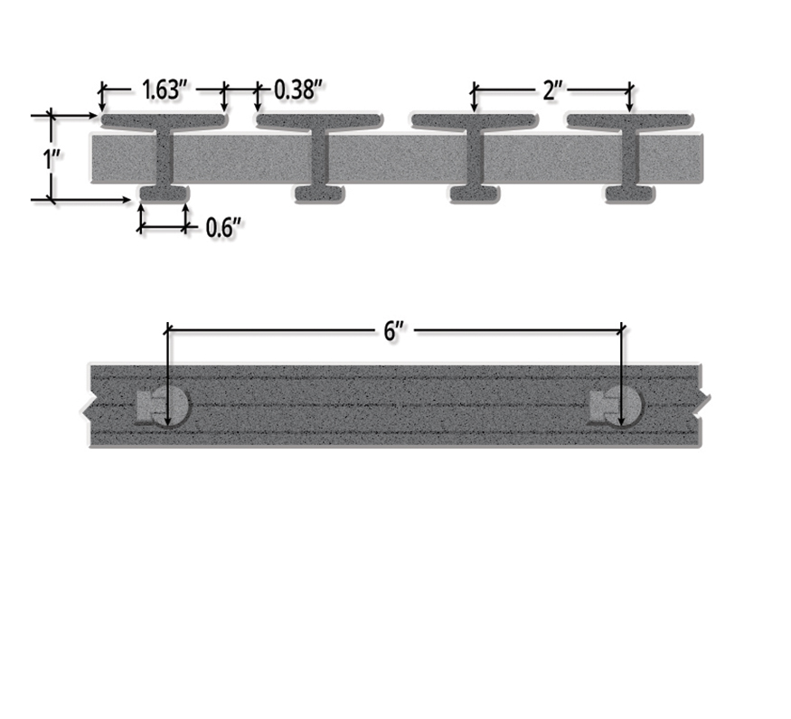 One Inch Deep Eighteen Percent Open Pedestrian T Bar Pultruded FRP Grating