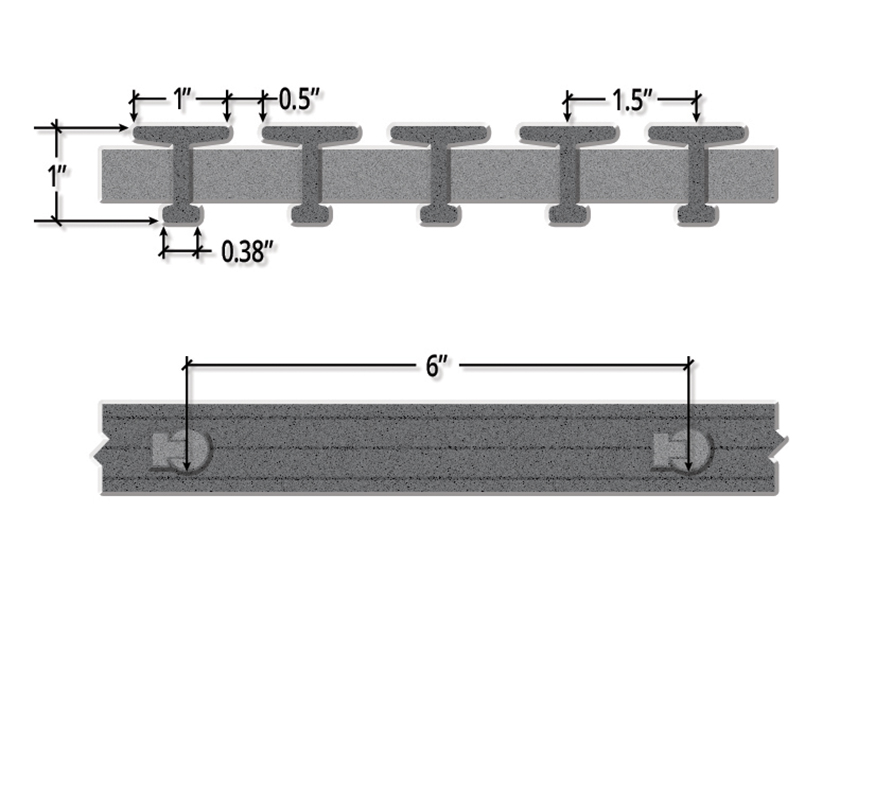 One Inch Deep Thirty Three Percent Open Pedestrian T Bar Pultruded FRP Grating