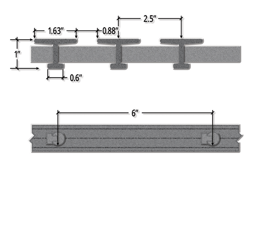 One Inch Deep Thirty Five Percent Open Pedestrian T Bar Pultruded FRP Grating