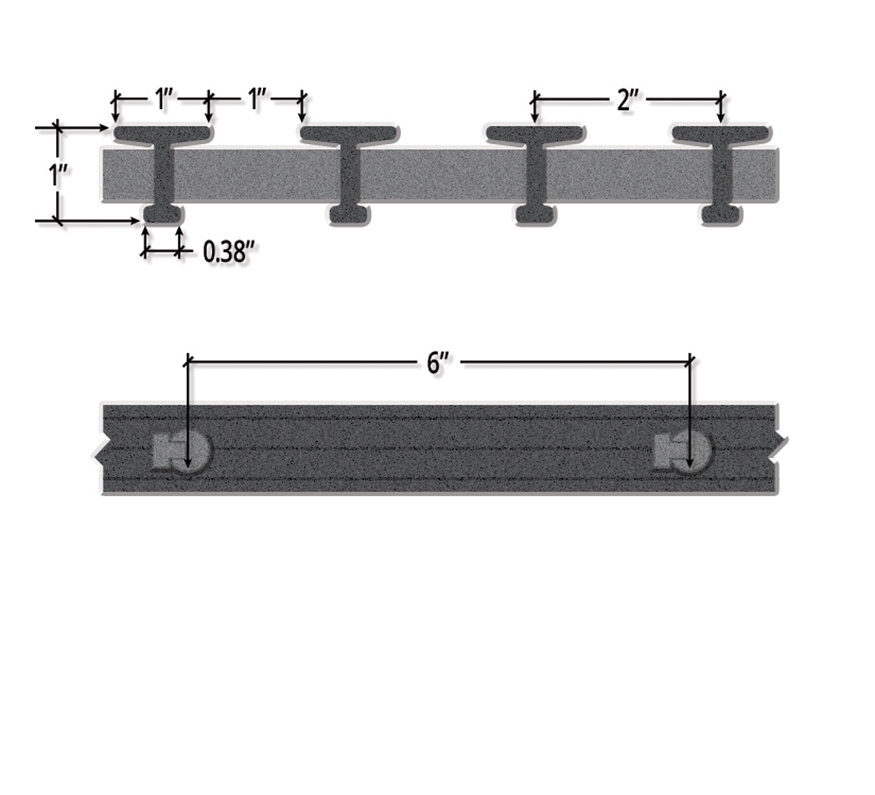 One Inch Deep Fifty Percent Open Pedestrian T Bar Pultruded FRP Grating