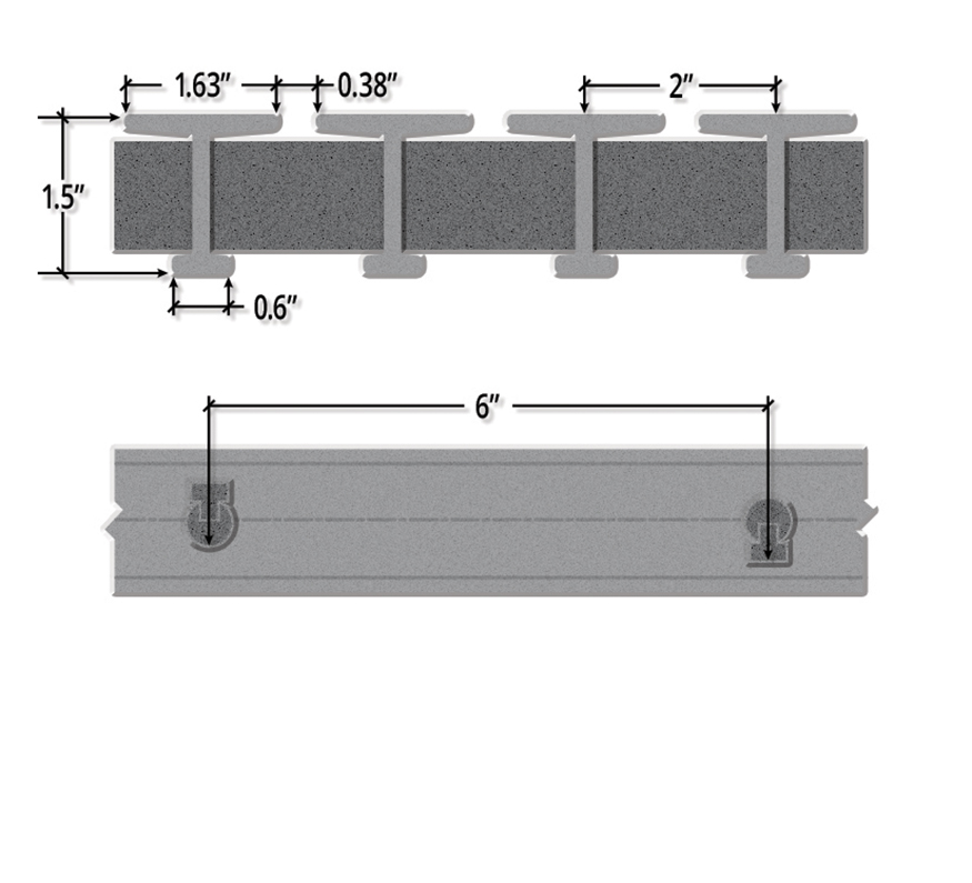 One and One Half Inch Deep Eighteen Percent Open Pedestrian T Bar Pultruded FRP Grating