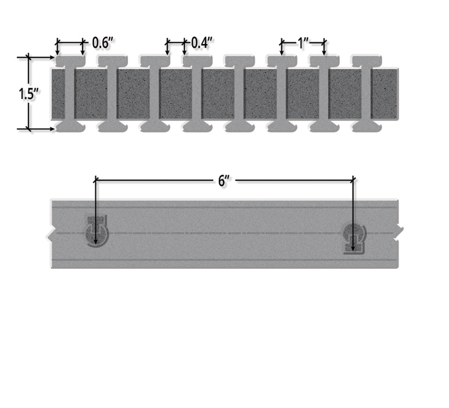 One and One Half Inch Deep Forty Percent Open Industrial I Bar Pultruded FRP Grating