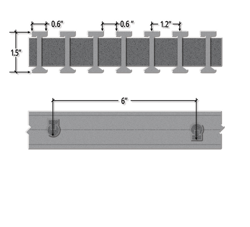 One and One Half Inch Deep Fifty Percent Open Industrial I Bar Pultruded FRP Grating