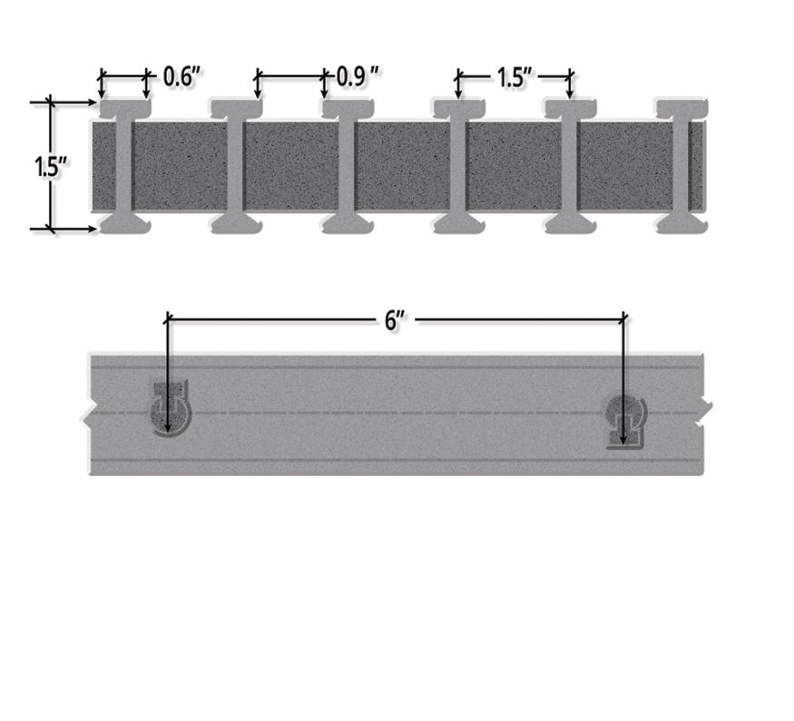 One and One Half Inch Deep Sixty Percent Open Industrial I Bar Pultruded FRP Grating