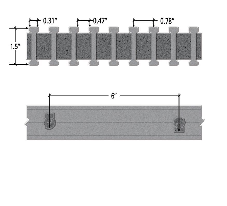 One and One Half Inch Deep Sixty Percent Open Pedestrian I Bar Pultruded FRP Grating