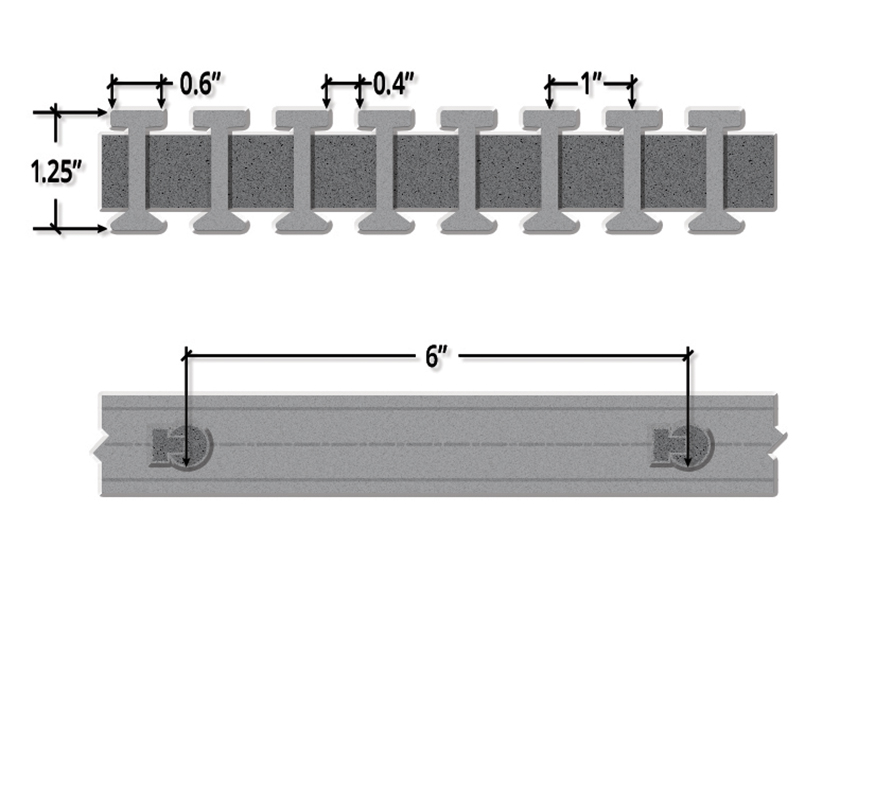 One and One Quarter Inch Deep Forty Percent Open Industrial I Bar Pultruded FRP Grating