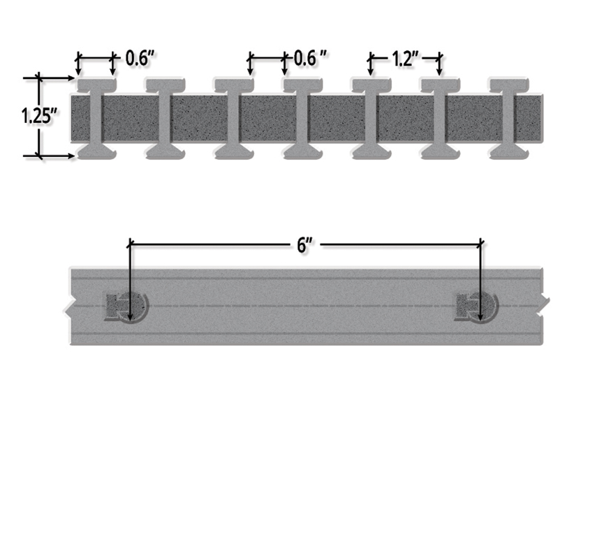 One and One Quarter Inch Deep Fifty Percent Open Industrial I Bar Pultruded FRP Grating