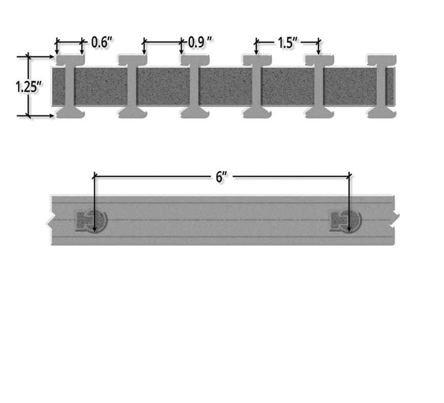 One and One Quarter Inch Deep Sixty Percent Open Industrial I Bar Pultruded FRP Grating