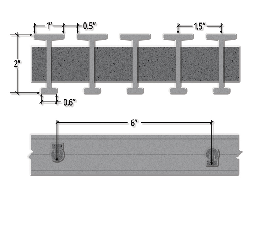 Two Inch Deep Thirty Three Percent Open Industrial T Bar Pultruded FRP Grating