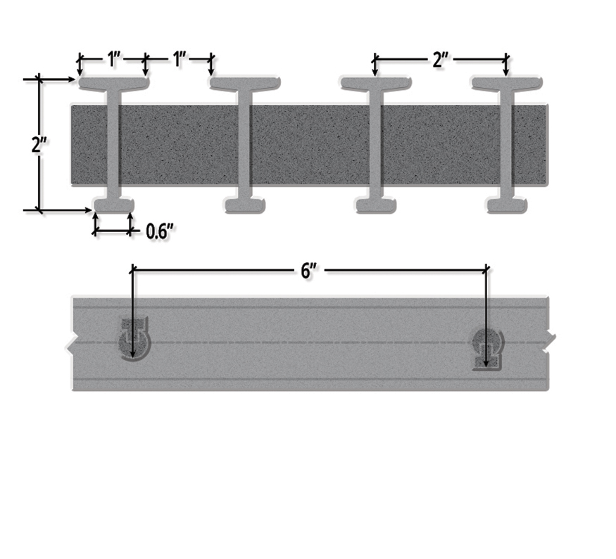 Two Inch Deep Fifty Five Percent Open Industrial T Bar Pultruded FRP Grating