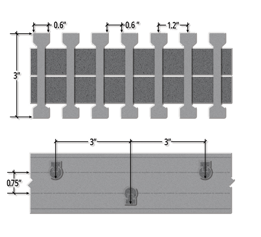 Three Inch Deep Fifty Percent Open Industrial I Bar Pultruded FRP Grating