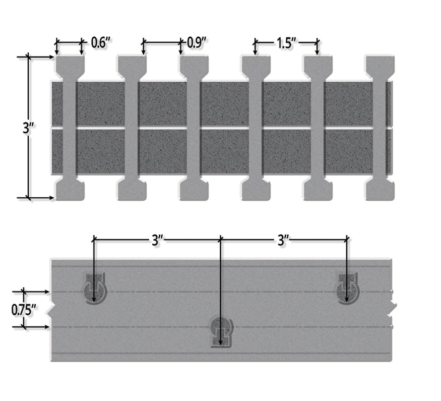 Three Inch Deep Sixty Percent Open Industrial I Bar Pultruded FRP Grating